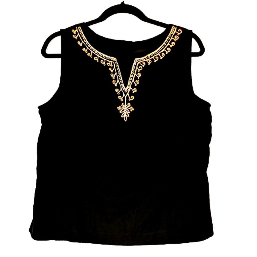 Scarlett Black Embellished Sleeveless Top | 13/14